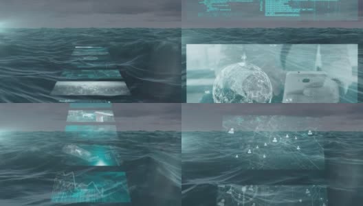 动画的数字屏幕在海上高清在线视频素材下载