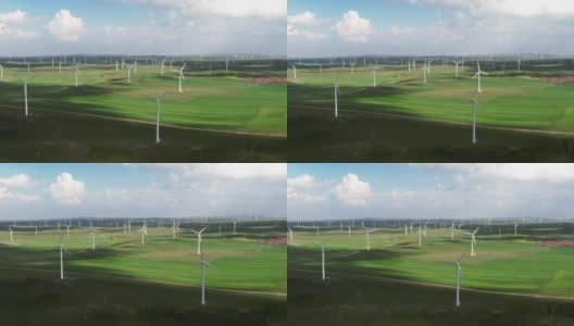 风力涡轮机的鸟瞰图高清在线视频素材下载