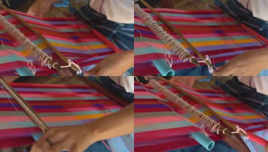妇女编织传统的泰国织物高清在线视频素材下载