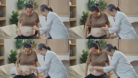 亚洲女护士上门检查孕妇在家高清在线视频素材下载