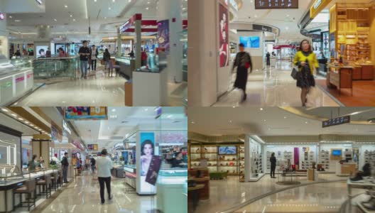 南京市中心著名购物中心步行街延时全景4k中国高清在线视频素材下载
