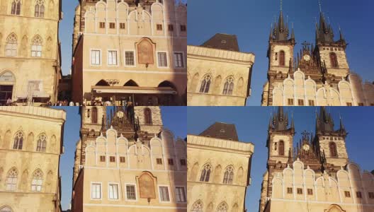 布拉格老城广场和泰恩教堂高清在线视频素材下载