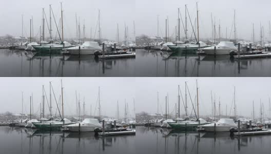 罗德岛新港的冬天高清在线视频素材下载