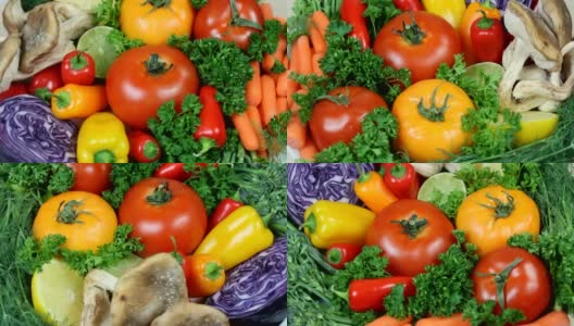健康蔬菜水果配料旋转高清在线视频素材下载