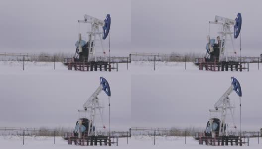 石油和天然气行业。油田油泵千斤顶的工作高清在线视频素材下载