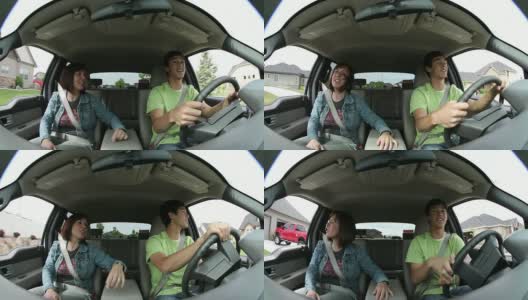 母亲和青少年开车高清在线视频素材下载