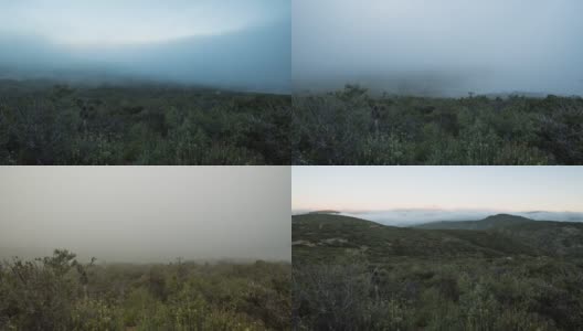 拉古纳山的云瀑布从夜晚到白天的延时拍摄，用锁定的索尼a7相机拍摄。高清在线视频素材下载