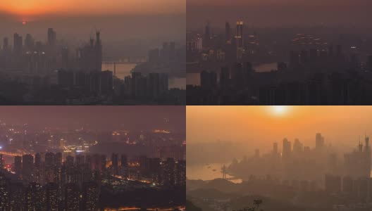 重庆城市天际线从早到晚时光流逝高清在线视频素材下载