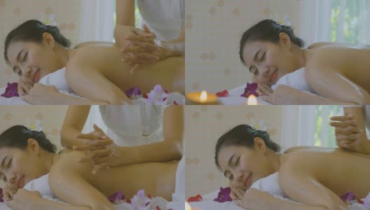 多莉拍摄的美丽的亚洲女人享受按摩与精油治疗高清在线视频素材下载