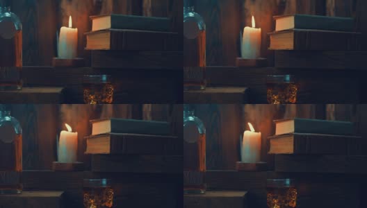 蜡烛在木头架子上燃烧高清在线视频素材下载