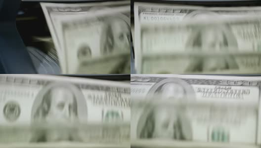 数钞机，数一百元钞票高清在线视频素材下载