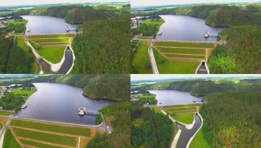 有水力发电厂的赫拉乔罗斯基大坝。Mze河上的水库。可再生能源的来源和流行的休闲区在西波西米亚。捷克、欧洲。高清在线视频素材下载