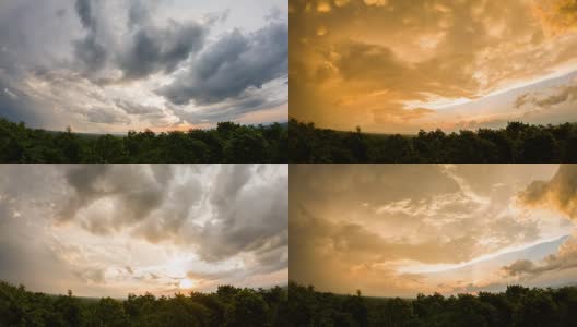 在日落时，用云彩拉长多彩的戏剧性的天空。高清在线视频素材下载