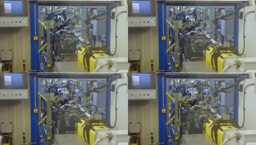 在汽车工厂的生产线上检查汽车发动机高清在线视频素材下载