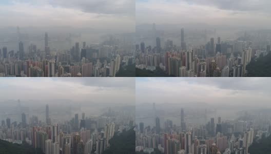 香港城市上午天空维多利亚港空中全景4k中国高清在线视频素材下载