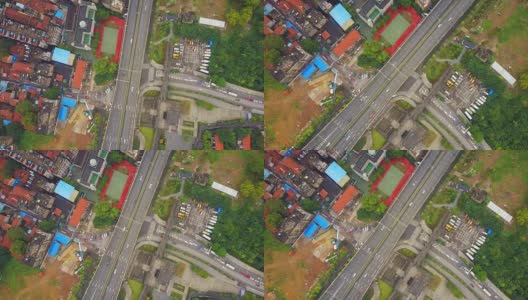 中国白天时间武汉市生活街区交通道路空中俯视图4k高清在线视频素材下载
