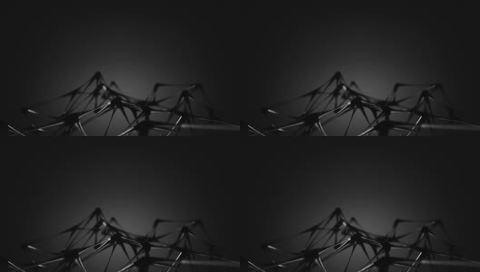 透明的黑色分子网格3D渲染可循环的动画高清在线视频素材下载