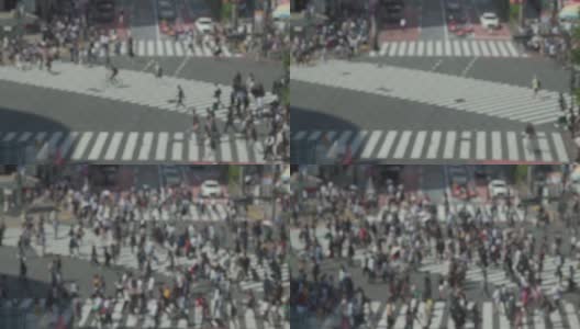 日本东京涩谷十字路口的行人散焦高清在线视频素材下载