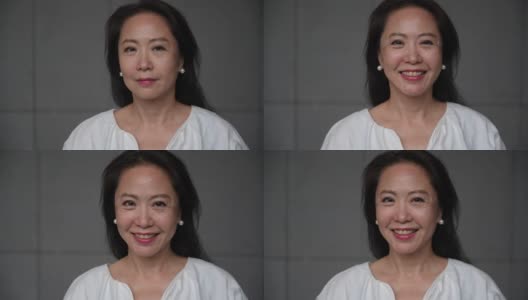 台湾资深女性微笑的大头照高清在线视频素材下载