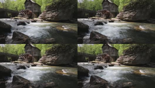 林中小溪上的瀑布高清在线视频素材下载