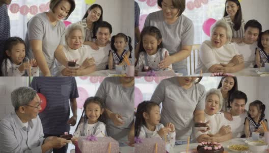 多代泰国家庭在家庆祝孩子的生日高清在线视频素材下载