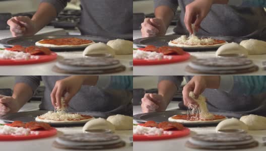 双手准备个人披萨高清在线视频素材下载