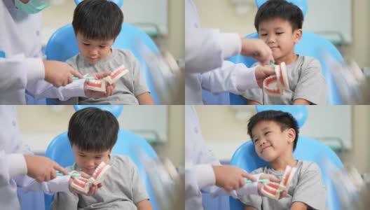 亚洲小孩在牙科诊所看牙医。牙科检查和保健的概念高清在线视频素材下载