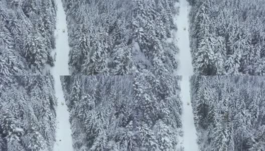 汽车行驶在冬天的乡村道路上高清在线视频素材下载