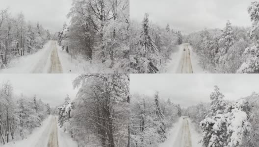 4K视频-空中驾驶在冬季高清在线视频素材下载