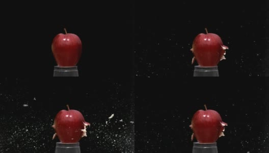 慢镜头子弹打穿一个苹果高清在线视频素材下载