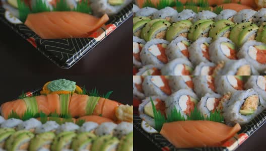 Video of fresh sushi rolls prepared with both raw and cooked ingredients 1080p高清在线视频素材下载