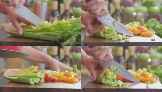 切蔬菜。健康食品。五彩缤纷的美食高清在线视频素材下载