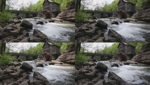 岩石和林间小溪高清在线视频素材下载