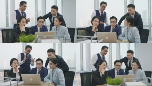 一群亚洲商务人士在办公室开会高清在线视频素材下载