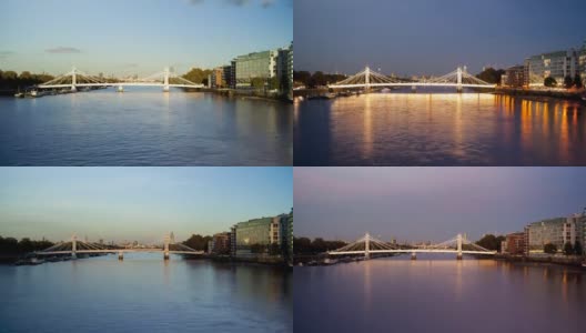 阿尔伯特桥时光流逝，伦敦高清在线视频素材下载