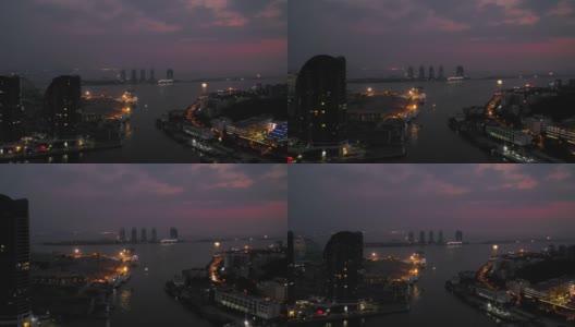 海南岛著名的三亚凤凰酒店空中全景4k中国高清在线视频素材下载