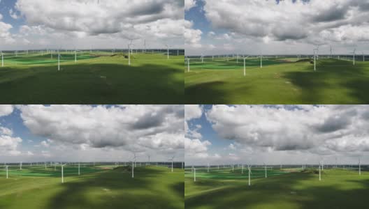 T/L TU鸟瞰草原上的风力涡轮机农场高清在线视频素材下载