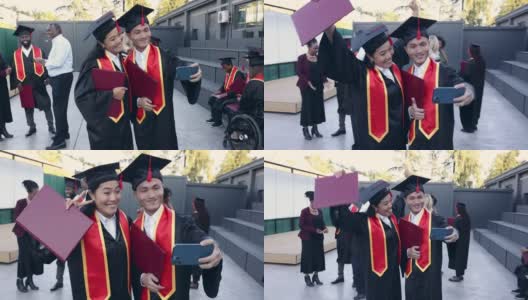 亚洲大学生在毕业典礼上高清在线视频素材下载