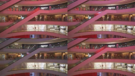 成都市中心著名商场主厅二楼全景4k中国高清在线视频素材下载