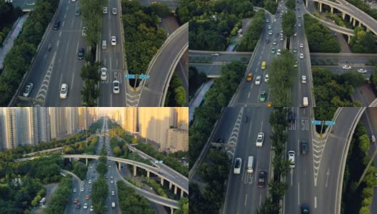 鸟瞰图的城市景观和交通高清在线视频素材下载