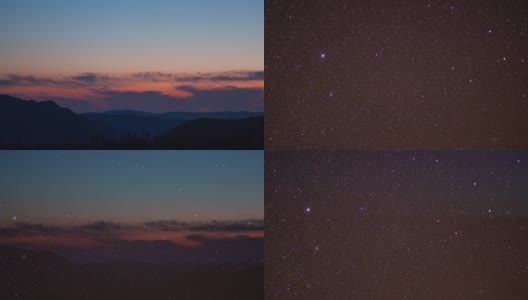 日落淡入星景，约塞米蒂，美国加利福尼亚州高清在线视频素材下载