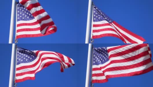 慢镜头120fps，美国国旗在风中飘扬高清在线视频素材下载