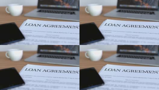 贷款协议的复印件在桌上高清在线视频素材下载