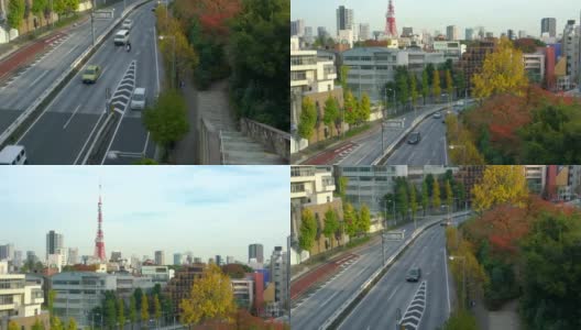 秋季东京市景与东京塔高清在线视频素材下载
