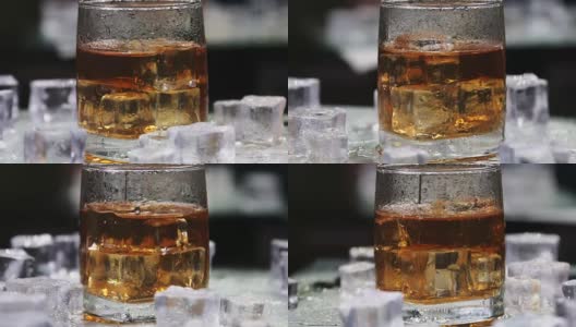 威士忌加冰，背景光线较亮高清在线视频素材下载