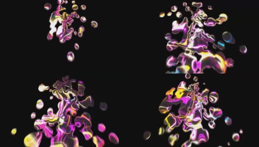 魔法闪亮明亮的水-许多滴，3d渲染背景，电脑生成背景高清在线视频素材下载
