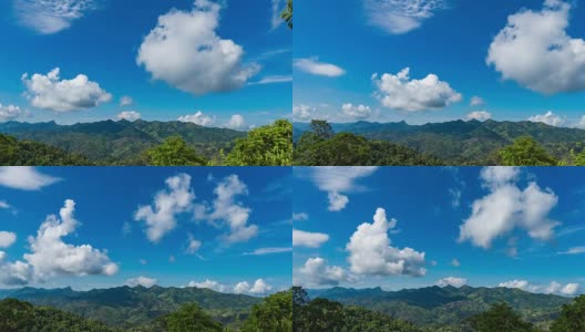 热带山脉和蓝天与移动的云。时间流逝的视频高清在线视频素材下载