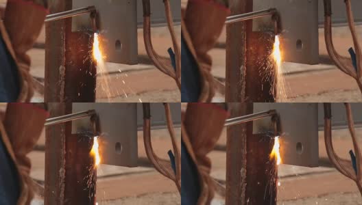 metal cutting worker steel fire高清在线视频素材下载