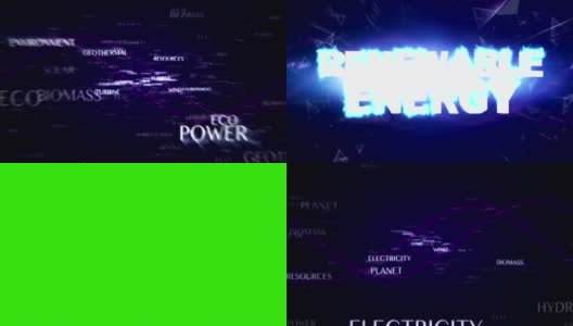 可再生能源文本动画与最后的绿色屏幕，渲染，背景高清在线视频素材下载