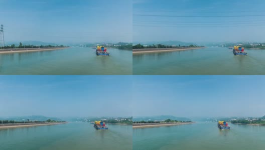 时间流逝在中国长江上的小船上高清在线视频素材下载